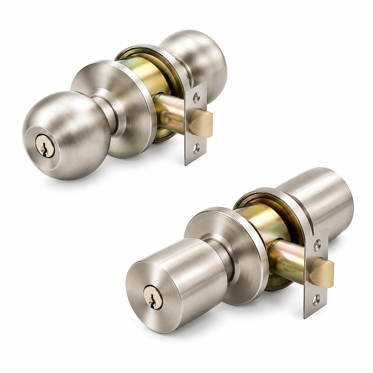 Kalos Round Cylindrical Door Knob Lock – Satin Nickel