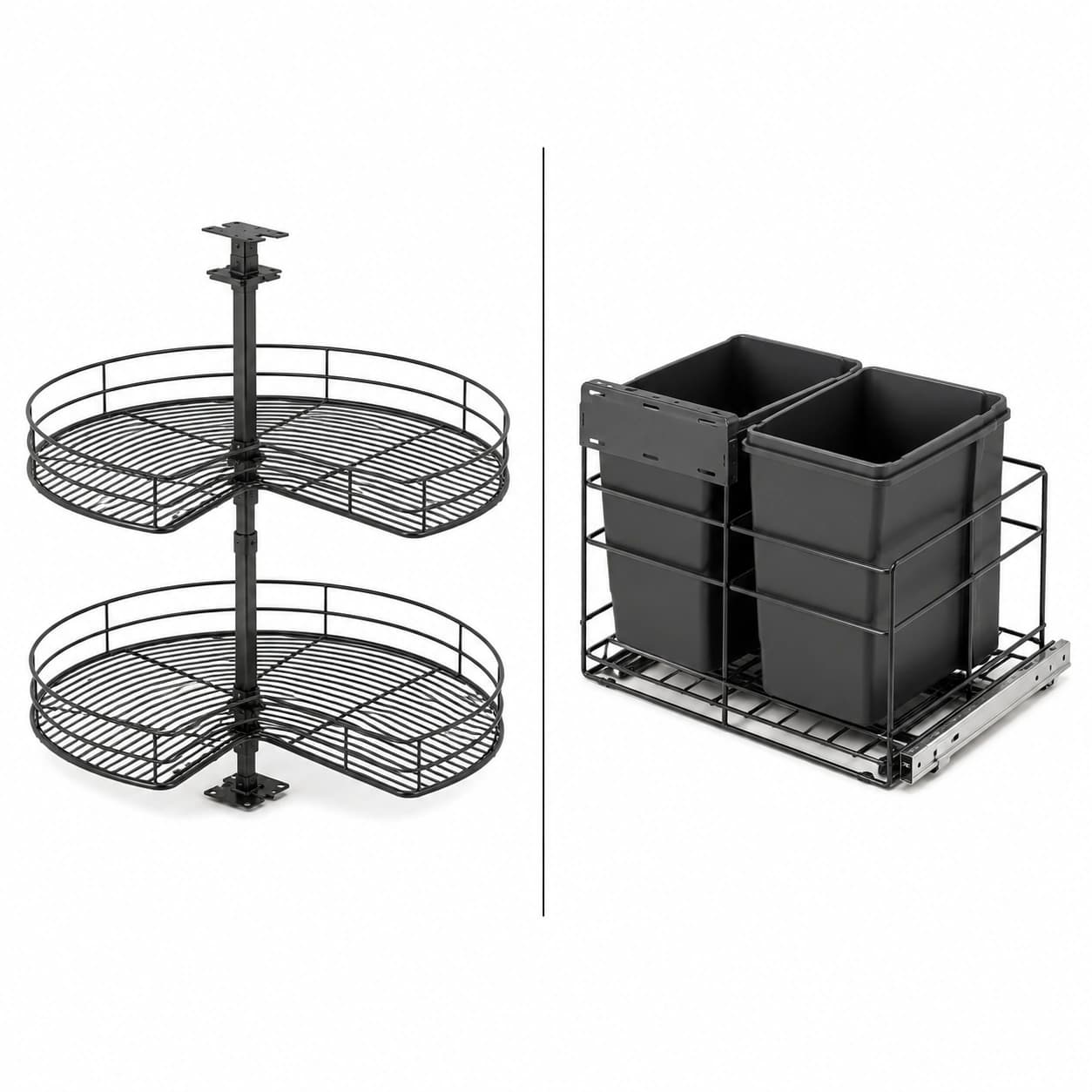 KALOS Corner Storage Basket & Pull-Out Waste Bin System